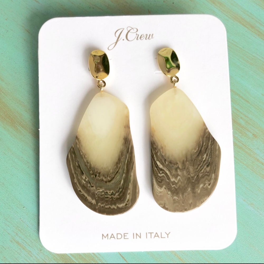 J. Crew Made-in-Italy Resin Oblong Drop Earrings in Molasses